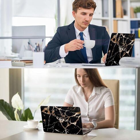 Compatible with MacBook Air 13 Inch Phone Case 2022, 2021, 2020, 2019, 2018 M1 A2337, A2179, A1932, Shockproof Tablet Cover and Keyboard Case, Flashing, Shining，Black Sparkling Marble in Saudi Arabia