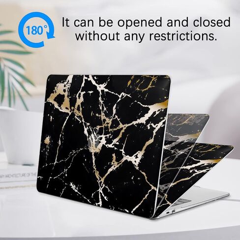 Compatible with MacBook Air 13 Inch Phone Case 2022, 2021, 2020, 2019, 2018 M1 A2337, A2179, A1932, Shockproof Tablet Cover and Keyboard Case, Flashing, Shining，Black Sparkling Marble in Saudi Arabia