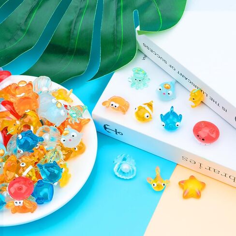 120 قطعة من الراتينج الصغير لحورية البحر وسمك القرش الصغير مجسمات الحوت دمية زخرفة أصائص زرع تزيين الكيك دلايات يدوية ذاتية الصنع in Kuwait