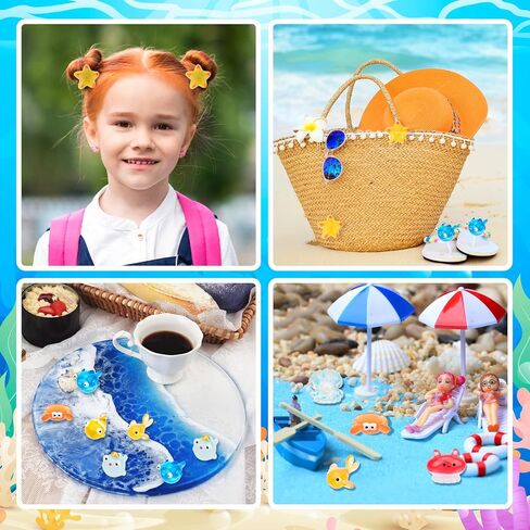 120 قطعة من الراتينج الصغير لحورية البحر وسمك القرش الصغير مجسمات الحوت دمية زخرفة أصائص زرع تزيين الكيك دلايات يدوية ذاتية الصنع in Kuwait