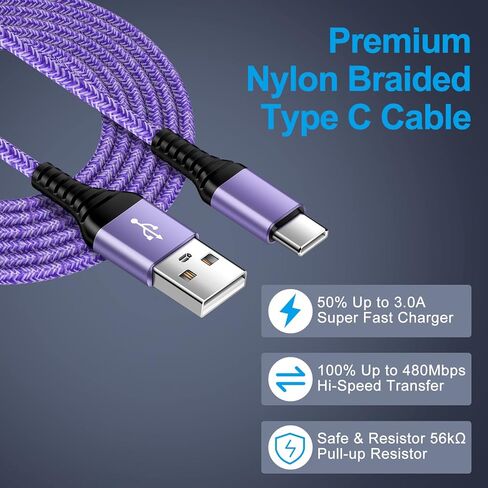 iPhone 15 Charger Cord for Car Charger 3.1A USB Type C Cable Fast Charging for iPhone 15/15 Pro/15 Pro Max/15 Plus, 2Pack/6FT Android Charger Type C for Samsung Galaxy S24 A15 A54 A14 A53 S23 S22 S21 in Saudi Arabia