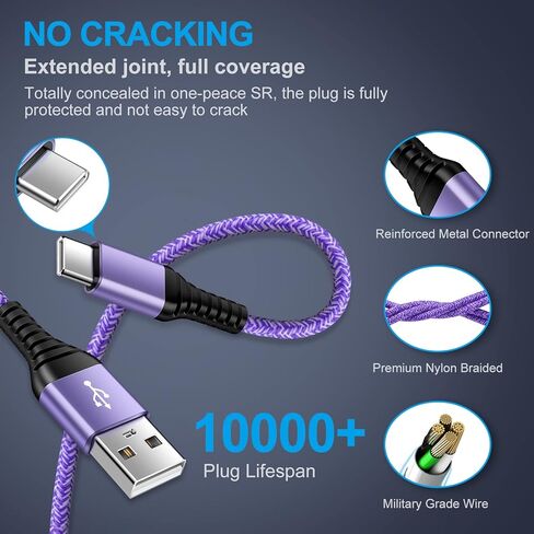 iPhone 15 Charger Cord for Car Charger 3.1A USB Type C Cable Fast Charging for iPhone 15/15 Pro/15 Pro Max/15 Plus, 2Pack/6FT Android Charger Type C for Samsung Galaxy S24 A15 A54 A14 A53 S23 S22 S21 in Saudi Arabia