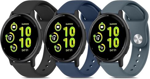 3 Pack Bands Compatible with Vivoactive 5 / Vivoactive 3 Watch Band, Venu 2 Plus / Venu Sq / Venu Watch Bands Women Men, Soft Silicone Sport Replacement Strap for Vivoactive 5, Vivoactive 3 Music, Venu 2 Plus, Venu Sq, Venu, Vivomove Sport, Forerunner 645 in Saudi Arabia