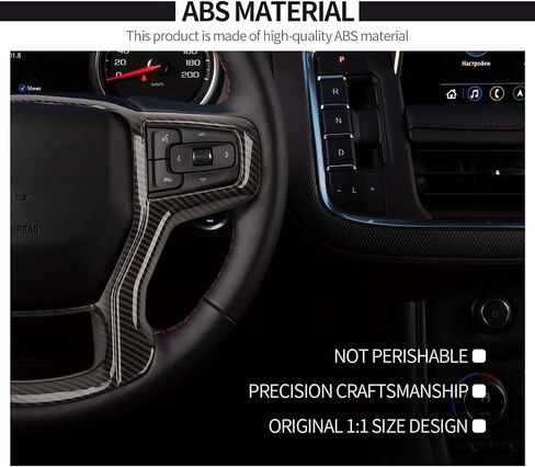 Voodonala for Chevy Silverado Steering Wheel Panel Cover ABS Antidust Carbon Fiber Black Style Steering Wheel Cover Trim Compatible with Chevy Silverado 2019+ (2Pcs/Set,Black Wood) in Saudi Arabia