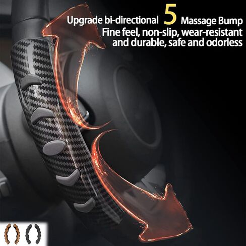 Carbon Fiber Anti-Slip Steering Wheel Grips Booster Cover Trim, Car Steering Handle Protector Assist Ferrule, Auto Interior Accessories Universal for Women Men, Suitable for Most Models in Saudi Arabia