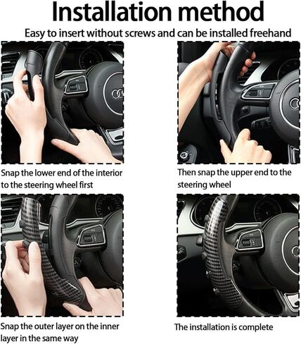 Carbon Fiber Anti-Slip Steering Wheel Grips Booster Cover Trim, Car Steering Handle Protector Assist Ferrule, Auto Interior Accessories Universal for Women Men, Suitable for Most Models in Saudi Arabia