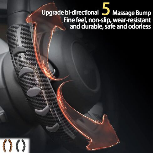 مقابض عجلة القيادة المضادة للانزلاق من ألياف الكربون، غطاء معزز، حامي مقبض قيادة السيارة، ملحقات داخلية للسيارات عالمية للنساء والرجال، مناسبة لمعظم الموديلات in Kuwait