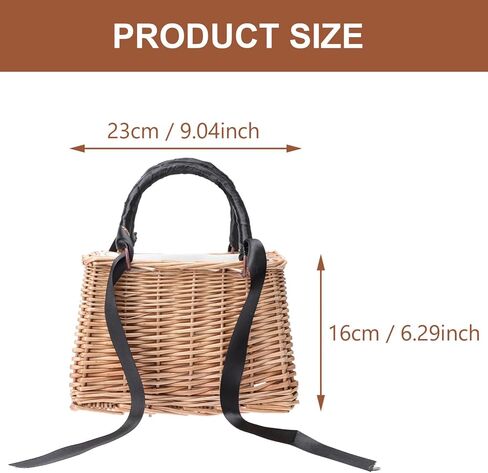 ABOOFAN Natural Handwoven Wicker Handbag,Rectangular Basket Purse Women Straw Tote Boho Style Beach Bag Flower Basket Summer Clutch Rattan Woven Purse Crochet Tote White in Saudi Arabia