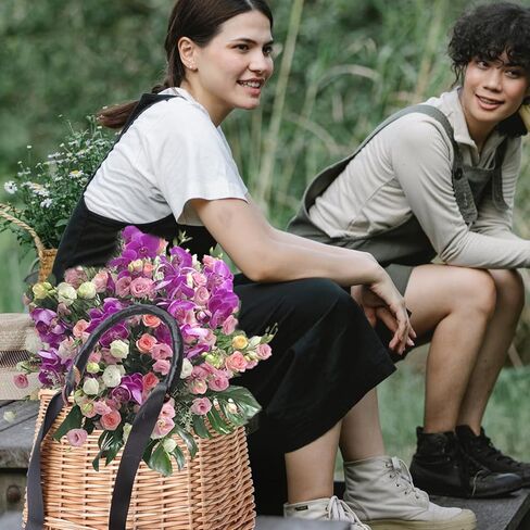 ABOOFAN Natural Handwoven Wicker Handbag,Rectangular Basket Purse Women Straw Tote Boho Style Beach Bag Flower Basket Summer Clutch Rattan Woven Purse Crochet Tote White in Saudi Arabia