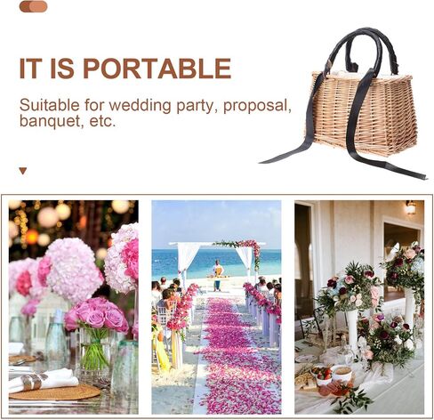 ABOOFAN Natural Handwoven Wicker Handbag,Rectangular Basket Purse Women Straw Tote Boho Style Beach Bag Flower Basket Summer Clutch Rattan Woven Purse Crochet Tote White in Saudi Arabia
