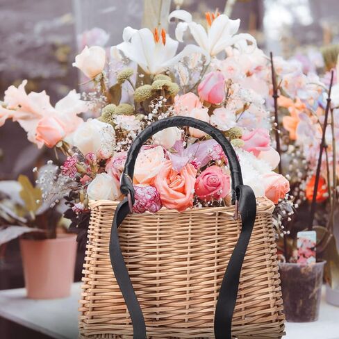 ABOOFAN Natural Handwoven Wicker Handbag,Rectangular Basket Purse Women Straw Tote Boho Style Beach Bag Flower Basket Summer Clutch Rattan Woven Purse Crochet Tote White in Saudi Arabia
