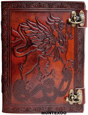 كتابة مجلة التنين الجلدية من MONTEXOO: دفتر رسم مذكرات الزنزانات والتنينات للرجال والنساء - 6 × 8 بوصة مع 220 صفحة ورق غير مبطن باللون البني in Kuwait