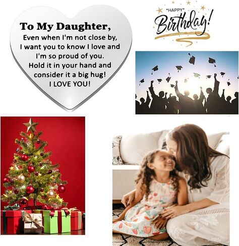 Gzrlyf to My Daughter جيب رمز على شكل قلب جيب عناق رمز لابنتي أنا أحبك ابنة هدية من أمي أبي in Kuwait