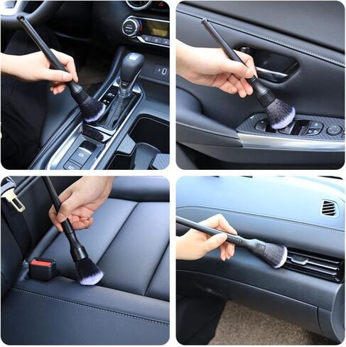 Ultra- Soft Car Detailing Brush Set, Auto Detail Brush Kit for Elegant Surfaces, Interior Exterior No Scratch for Cleaning Air Vent Engine Bay Dashboard Seat Wheel (2 Pack) in Saudi Arabia