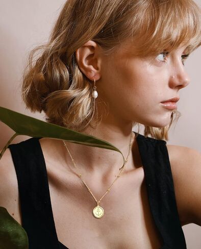 قلادة مرساة من الفضة الإسترلينية عيار 925 للنساء - قلادة من الذهب عيار 18 قيراط على شكل عملة معدنية مكتنزة قلادة مرساة بحرية مجوهرات بحرية قلادة ملهمة هدايا عيد ميلاد الأم للابنة والمراهقات in Kuwait