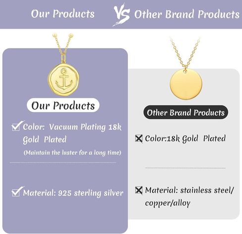 قلادة مرساة من الفضة الإسترلينية عيار 925 للنساء - قلادة من الذهب عيار 18 قيراط على شكل عملة معدنية مكتنزة قلادة مرساة بحرية مجوهرات بحرية قلادة ملهمة هدايا عيد ميلاد الأم للابنة والمراهقات in Kuwait