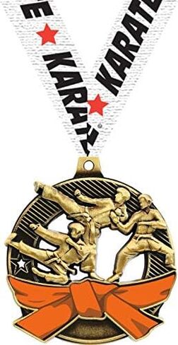 Karate Orange Belt Medals - 2.25" Gold Karate Medal Awards Prime in Saudi Arabia
