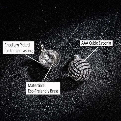 أقراط أذن من لوريم تشيكوسلوفاكيا مطلية بالروديوم لكرة السلة وكرة القدم الطائرة وكرة القدم والبيسبول الرياضية للنساء (er006282) in Kuwait