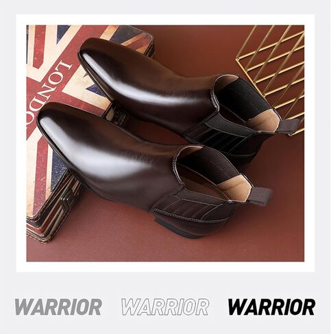 Men's Patent leather Low Heel Mid Top Dress Chelsea Boots Classic Retro Pointed toe Business Work Elastic Slip-on Boots Casual Comfortable Oxfords Ankle Boots in Saudi Arabia