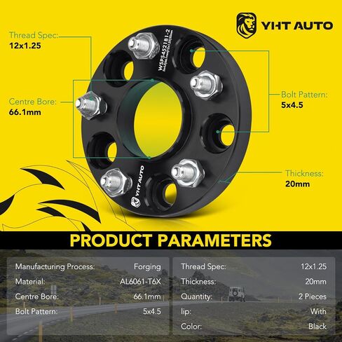 YHTAUTO 5x4.5 Hub Centric Wheel Spacers 20mm Fits G25 G35 M35 M45 EX35 FX45 350Z 370Z 240Sx 300Zx Altima, 5x114.3mm Tire Spacers w/ 12x1.25 Studs 66.1 mm Hub Bore 5 Lug 2Pcs Black Wheel Adapter in Saudi Arabia