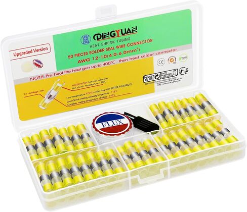 50pcs Yellow Solder Seal Wire Connectors AWG12-10,Waterproof Solder Butt Connectors Heat Shrink Wire Connectors Insulated Automotive Marine Electrical Terminals in Saudi Arabia
