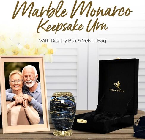 جرة مطبوعة للرماد البشري - جرة للرماد صغيرة - جرة صغيرة للنساء والرجال - جرة تذكارية صغيرة مصنوعة يدويًا - تكريم أحبائك مع جرة حرق الجنازة للإناث والذكور (أزرق، صغير) in Kuwait