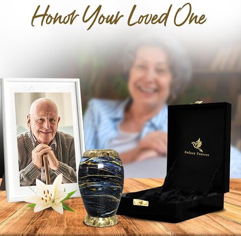 جرة مطبوعة للرماد البشري - جرة للرماد صغيرة - جرة صغيرة للنساء والرجال - جرة تذكارية صغيرة مصنوعة يدويًا - تكريم أحبائك مع جرة حرق الجنازة للإناث والذكور (أزرق، صغير) in Kuwait