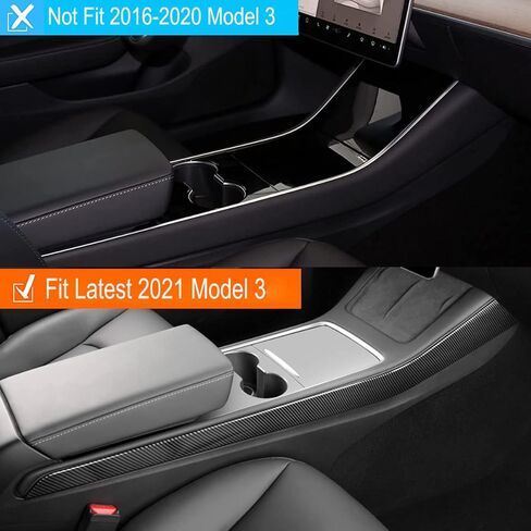 2 قطعة ABS ألياف الكربون الداخلية الباب الأمامي لوحة مسند الذراع غطاء الكسوة الديكور الداخلي متوافق مع أحدث 2021 2022 2023 تسلا نموذج 3 in Kuwait