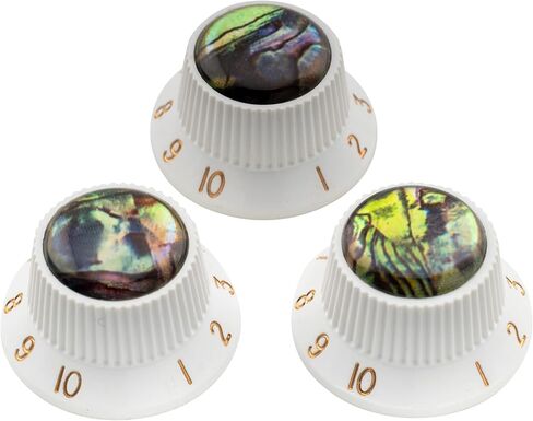 Musiclily Pro Plastic Inch Size Abalone Top Strat Knobs Volume Tone Control Knobs for USA Fender Stratocaster ST Electric Guitar, White (Set of 3) in Saudi Arabia