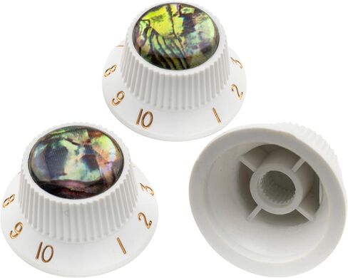 Musiclily Pro Plastic Inch Size Abalone Top Strat Knobs Volume Tone Control Knobs for USA Fender Stratocaster ST Electric Guitar, White (Set of 3) in Saudi Arabia