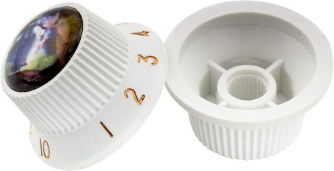 Musiclily Pro Plastic Inch Size Abalone Top Strat Knobs Volume Tone Control Knobs for USA Fender Stratocaster ST Electric Guitar, White (Set of 3) in Saudi Arabia
