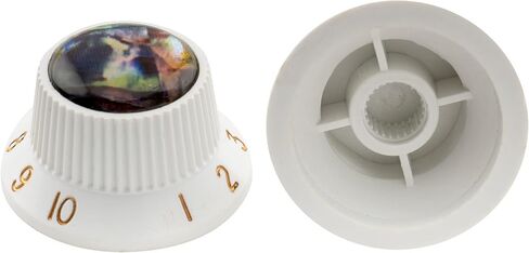 Musiclily Pro Plastic Inch Size Abalone Top Strat Knobs Volume Tone Control Knobs for USA Fender Stratocaster ST Electric Guitar, White (Set of 3) in Saudi Arabia