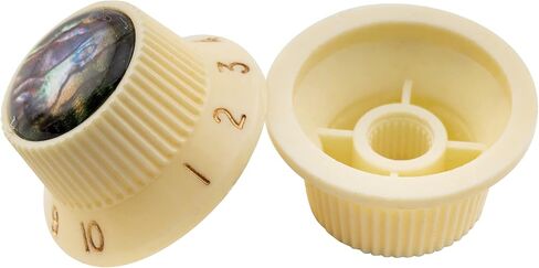 Musiclily Pro Plastic Inch Size Abalone Top Strat Knobs Volume Tone Control Knobs for USA Fender Stratocaster ST Electric Guitar, White (Set of 3) in Saudi Arabia