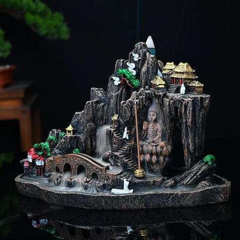Mountain Incense Burner, Backflow Incense Holder Waterfall Incense Burnier with 50 Backflow Incense Cones, Aromatcherapy Ornamen for Home in Saudi Arabia