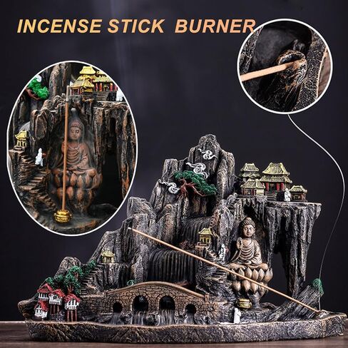 Mountain Incense Burner, Backflow Incense Holder Waterfall Incense Burnier with 50 Backflow Incense Cones, Aromatcherapy Ornamen for Home in Saudi Arabia