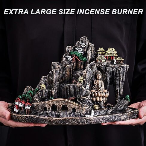 Mountain Incense Burner, Backflow Incense Holder Waterfall Incense Burnier with 50 Backflow Incense Cones, Aromatcherapy Ornamen for Home in Saudi Arabia