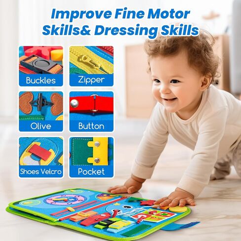 Hely Cancy Toddler Busy Board, Montessori Toys for 0 1 2 3 4 5 Years Baby Kids Busy Book Car Airplane Activities Preschool Toys for Learning (Blue-Pro) in Saudi Arabia