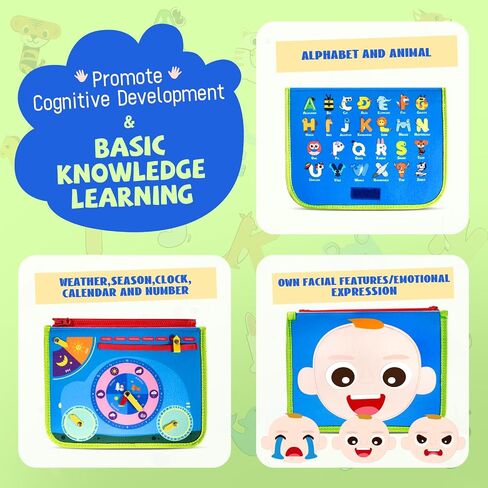 Hely Cancy Toddler Busy Board, Montessori Toys for 0 1 2 3 4 5 Years Baby Kids Busy Book Car Airplane Activities Preschool Toys for Learning (Blue-Pro) in Saudi Arabia