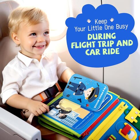 Hely Cancy Toddler Busy Board, Montessori Toys for 0 1 2 3 4 5 Years Baby Kids Busy Book Car Airplane Activities Preschool Toys for Learning (Blue-Pro) in Saudi Arabia