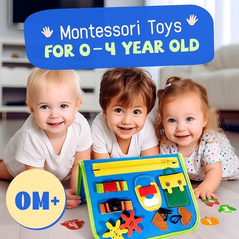 Hely Cancy Toddler Busy Board, Montessori Toys for 0 1 2 3 4 5 Years Baby Kids Busy Book Car Airplane Activities Preschool Toys for Learning (Blue-Pro) in Saudi Arabia
