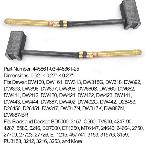 445861-03 445861-25 مجموعة فرش الكربون تناسب أدوات DEWALT الكهربائية DW402 DW421، 4 عبوات in Kuwait