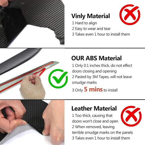 for Tesla Model 3 Y Dash Wrap Front Door Trim ABS Dashboard Cover Cap Interior Decoration Wrap Kit Compatible Whit 2020-2023 Model 3/Y Accessories 4Pcs(Matte Carbon Fiber Pattern) in Saudi Arabia