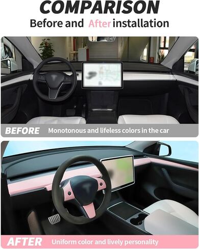 for Tesla Model 3 Y Dash Wrap Front Door Trim ABS Dashboard Cover Cap Interior Decoration Wrap Kit Compatible Whit 2020-2023 Model 3/Y Accessories 4Pcs(Matte Carbon Fiber Pattern) in Saudi Arabia