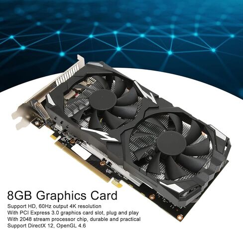 PUSOKEI RX 580 Gaming Graphics Card, X 580 8GB GDDR5 256bit Computer Graphics Card, 1080P Resolution, PCI Express 3.0, 3 x DP, 8K HDMI, DVI, for 3D CAD, CAM, Video in Saudi Arabia