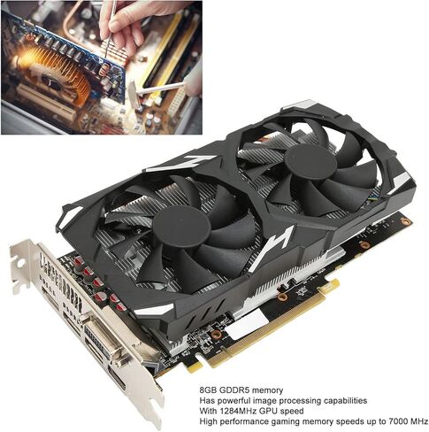PUSOKEI RX 580 Gaming Graphics Card, X 580 8GB GDDR5 256bit Computer Graphics Card, 1080P Resolution, PCI Express 3.0, 3 x DP, 8K HDMI, DVI, for 3D CAD, CAM, Video in Saudi Arabia
