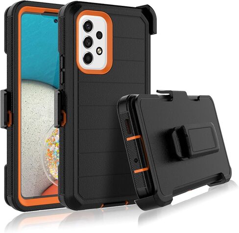 Njjex Rugged Case for Samsung Galaxy A53 5G, for Galaxy A53 5G Case with Belt Clip Holster, Built-in Screen Protector Heavy Duty Shockproof Locking Swivel Holster Kickstand Hard Phone Cover [Black] in Saudi Arabia