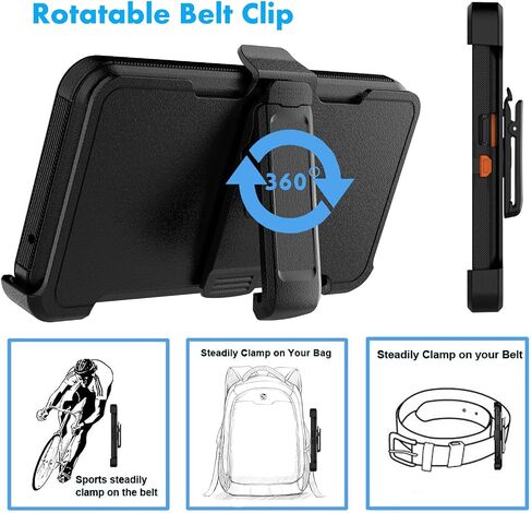 Njjex Rugged Case for Samsung Galaxy A53 5G, for Galaxy A53 5G Case with Belt Clip Holster, Built-in Screen Protector Heavy Duty Shockproof Locking Swivel Holster Kickstand Hard Phone Cover [Black] in Saudi Arabia