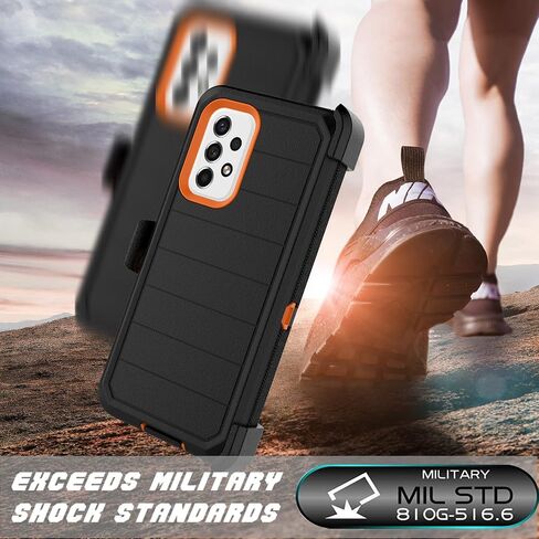 Njjex Rugged Case for Samsung Galaxy A53 5G, for Galaxy A53 5G Case with Belt Clip Holster, Built-in Screen Protector Heavy Duty Shockproof Locking Swivel Holster Kickstand Hard Phone Cover [Black] in Saudi Arabia
