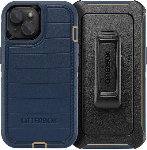 OtterBox Defender Series Screenless Edition Case and Holster for iPhone 14 & iPhone 13 (ONLY), (Blue Suede Shoes) in Saudi Arabia