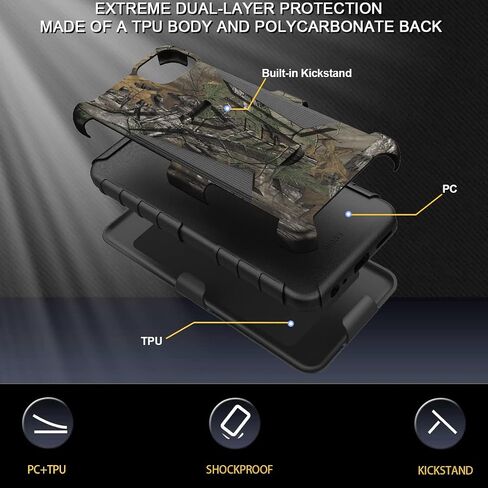 Ailiber for Celero 5G Phone Case Boost Mobile, Wingtech Celero 5G Case Holster with Screen Protector, Swivel Belt Clip Holster with Kickstand, Heavy Duty Full Body Shockproof Cover for Celero 5G-Camo in Saudi Arabia
